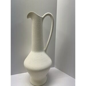 Royal Haeger 456 Ewer Pitcher Vase 18" Texture White Aqua Turquoise  MCM VTG #2